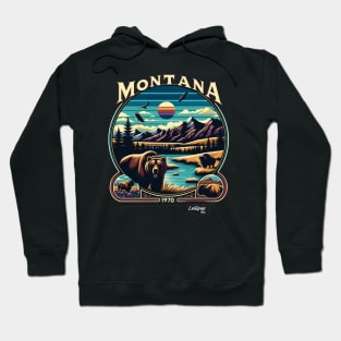 Montana's Majestic Wilds: Big Sky - American Vintage Retro style USA State Hoodie